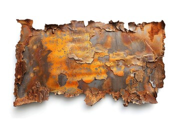 Poster - A close-up shot of a piece of rusted metal against a clean white background