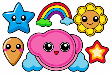 Wall Mural - kawaii stickers vector art icons illustration