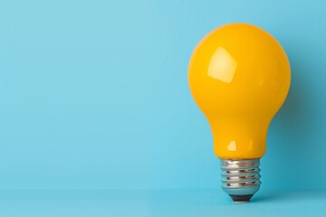 Sticker - Bright yellow light bulb against a blue background, symbolizing creativity, innovation, and bright ideas.