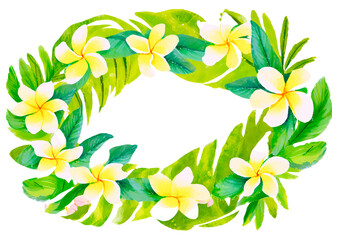 Canvas Print - plumeria flower wreath flame