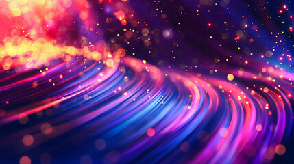 Blurred fiber optics strings in abstract background