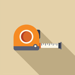 Poster - orange and gray tape measure is casting a long shadow on a light brown background