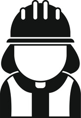 Canvas Print - Simple icon of a female construction worker wearing a hard hat, emphasizing workplace safety