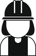 Poster - Woman builder wearing protective helmet icon in simple style on a white background