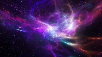 Aufkleber - A digital artwork depicting a colorful nebula with swirling patterns and glowing stars in a deep space background.