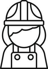 Poster - Simple line icon of a female construction worker wearing a hard hat and overalls