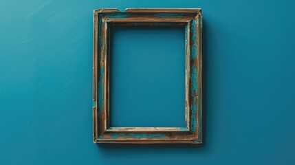 Wall Mural - Photo frame with no photo on blue backdrop