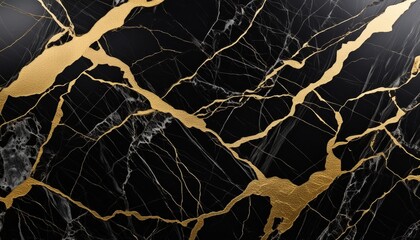 Wall Mural - captivating black marble texture with striking golden veins and intricate patterns showcasing nature s exquisite