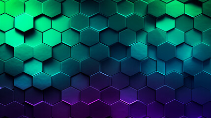 Wall Mural - Hexagonal Gradient Pattern Background with Teal and Purple Hues