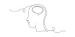 © Olga Rai - Continuous one line drawing of head with speech bubble. Concept of confused feelings worried about bad mental health. Editable stroke. Doodle vector illustration