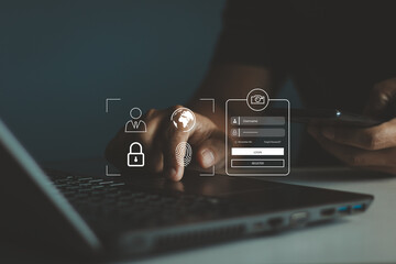 Aufkleber - Login, User, identification information security and encryption, Account Access app to sign in securely or receive verification codes by email or text message, cyber security in two-step verification.