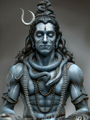 Wall Mural - A statue of a man with a snake around his neck, Shiva