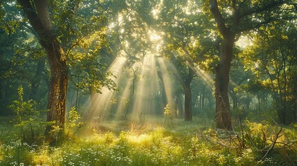 Poster - Sunbeams in the Forest