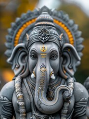 Sticker - A statue of a man with a large elephant head, Ganesha