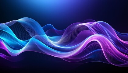 Wall Mural - vibrant purple and blue abstract waves on a dark background for visual concepts