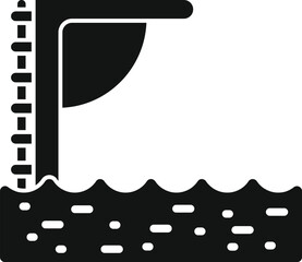 Poster - black silhouette icon of a diving platform standing in calm water at the swimming pool
