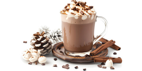  Delicious Hot Chocolate Drink presented on White Background