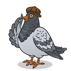  cartoon pigeon bully pinup pop art retro PNG illustration. Comic book style imitation.
