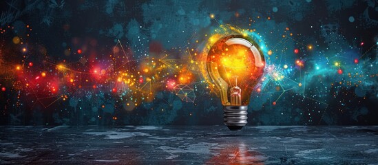 Wall Mural - Glowing Lightbulb with Abstract Background