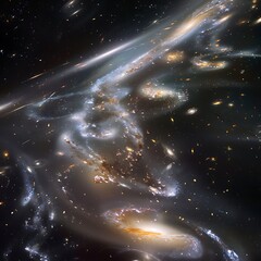 Wall Mural - capture intricate network of filamentary structures within a galaxy where gas and dust condense to f
