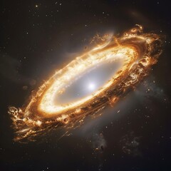 Wall Mural - capture rare polar ring surrounding a galaxy formed from the accretion of material in a perpendicula