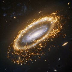 Wall Mural - capture rare polar ring surrounding a galaxy formed from the accretion of material in a perpendicula