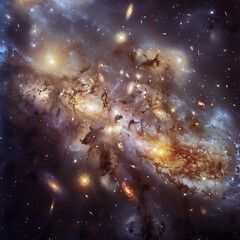 Wall Mural - photograph bridge of stars connecting two interacting galaxies highlighting the gravitational dance 