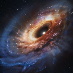 Wall Mural - showcase distinctive ringshaped structure of a ring galaxy created by a collision with another galax