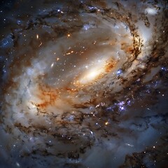 Wall Mural - capture bustling activity at the center of a galaxy where stars swirl around a supermassive black ho