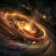 Wall Mural - capture bustling activity at the center of a galaxy where stars swirl around a supermassive black ho