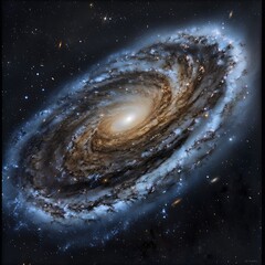 Wall Mural - photograph galaxy silhouetted against a backdrop of stars emphasizing its distinct shape and structu
