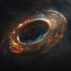 Wall Mural - photograph galaxy silhouetted against a backdrop of stars emphasizing its distinct shape and structu