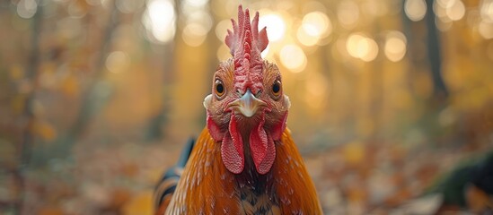 Sticker - Rooster in Autumnal Forest