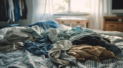 Dry cleaned clothes on the bed