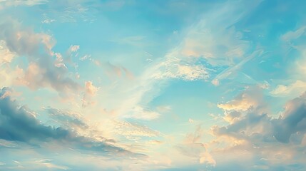 Aufkleber - A serene canvas of morning sky with wispy clouds and soft hues of dawn
