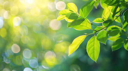 Wall Mural - green leaf bokeh nature background, wallpaper