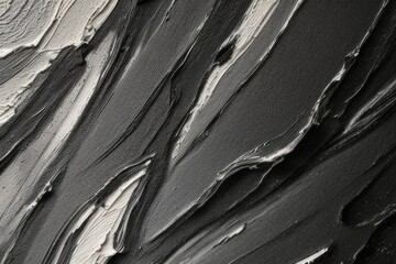 Poster - Close-up impasto painting black and white abstract texture