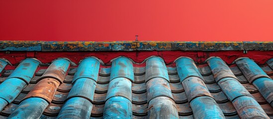 Wall Mural - Red Sky Over Blue Roof