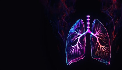 Abstract glowing human lungs illustration.