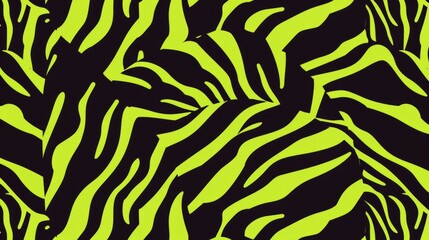 A pattern of zebra stripes in black and lime green