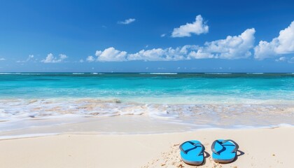 Flip flops on the beach.