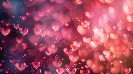 Pink bokeh heart shape abstract background