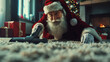 © Ignacio Carrera - santa claus using a vacuum cleaner cleaning and doing household cleaning activities