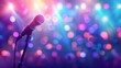 © Ghiska - A colorful background with an empty stage and microphone. Generate AI image