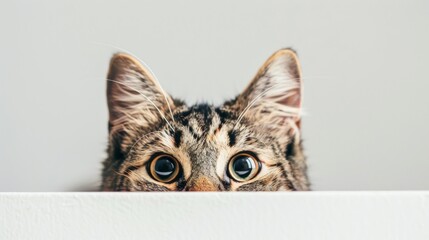 Curious Cat Peeking Over Edge