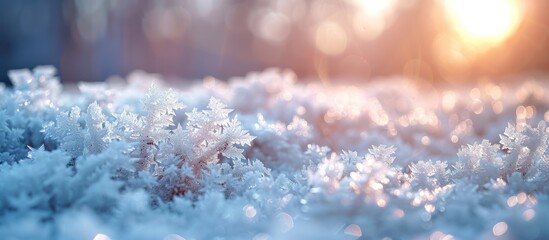 Poster - Sparkling Ice Crystals Under a Warm Sunset