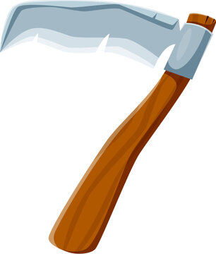 Halloween font, number 7 as death scythe for horror holiday alphabet, vector cartoon type. Halloween font and spooky typeface numeral of number Seven as creepy death reaper scythe for spooky typeface