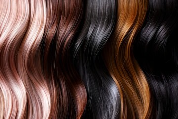 Wall Mural - Shiny, natural hair extensions in various colors