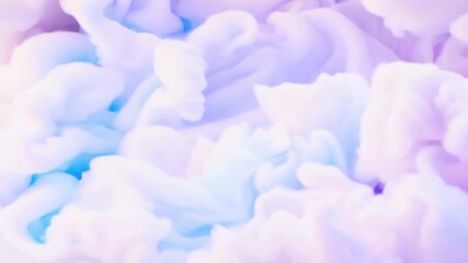 Poster - Abstract background of pastel blue and purple ink swirling in water.