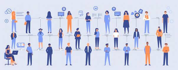 Poster - A group of people are shown in a line, with some of them wearing ties. The image is titled 